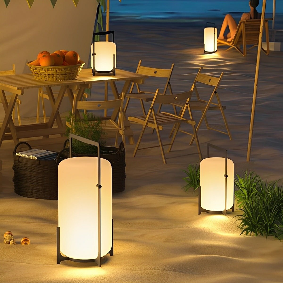 Portable Lantern Shaped Waterproof LED Modern Outdoor Lights Floor Lamp - Flyachilles