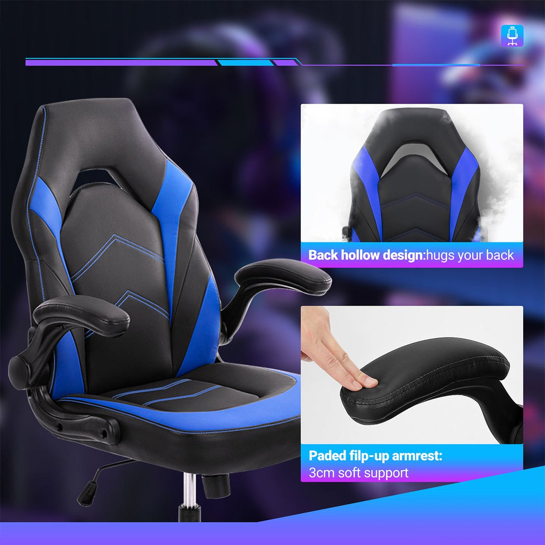 PU Leather Ergonomic Office Chair Swivel Computer Gaming Chair - Flyachilles