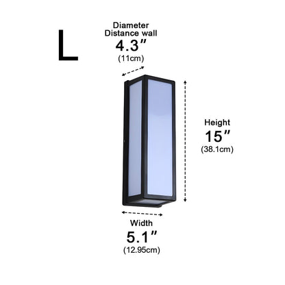 Rectangle LED Waterproof Motion Sensor Black Modern Wall Sconce Lighting - Flyachilles