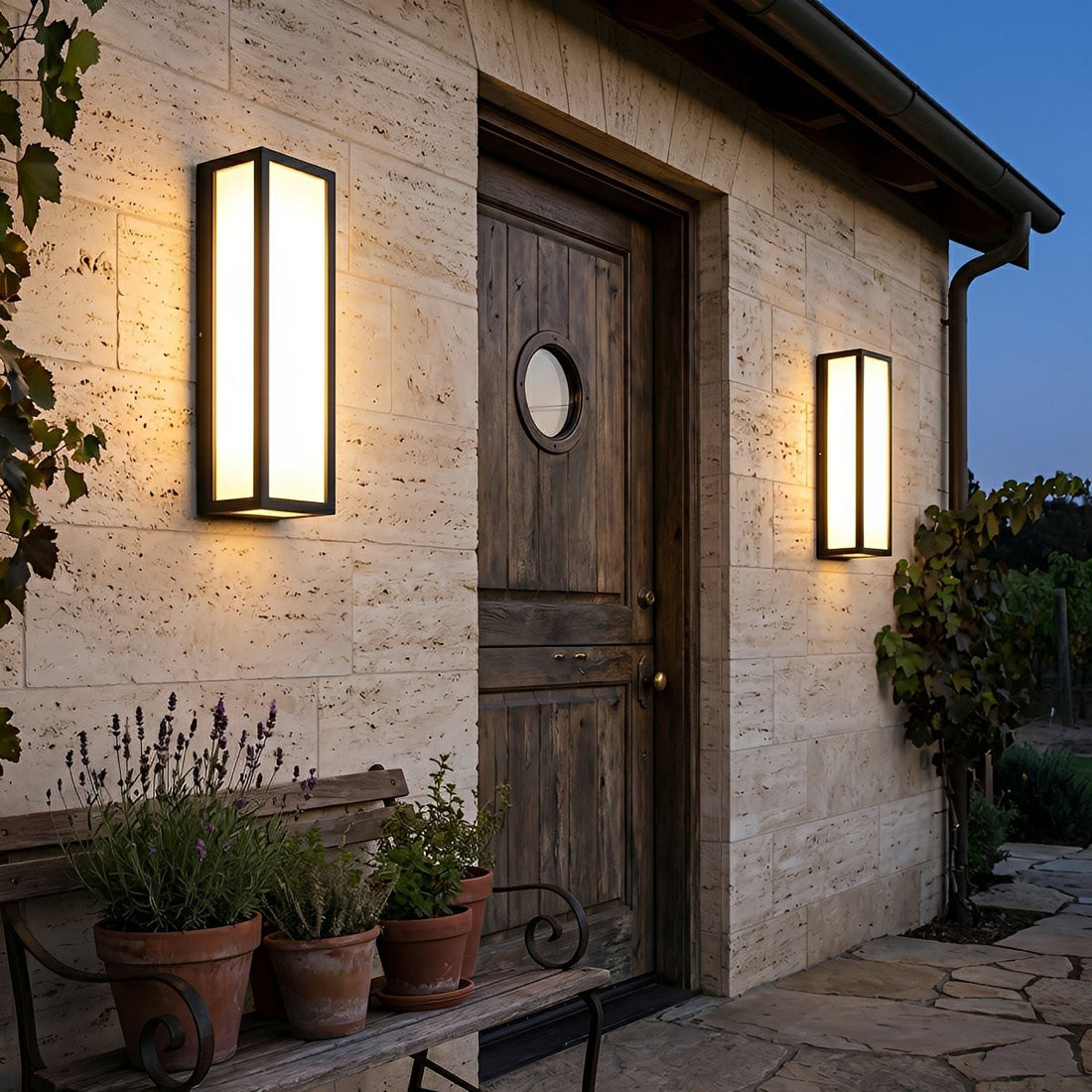Rectangle LED Waterproof Motion Sensor Black Modern Wall Sconce Lighting - Flyachilles