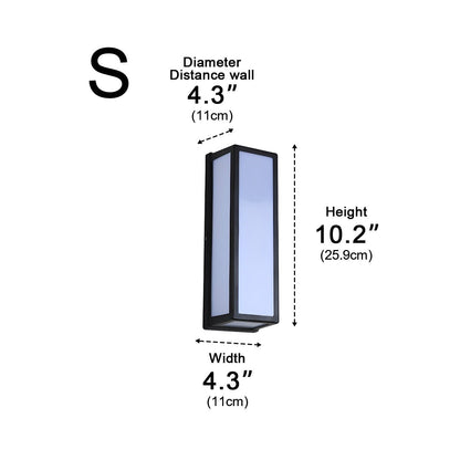 Rectangle LED Waterproof Motion Sensor Black Modern Wall Sconce Lighting - Flyachilles