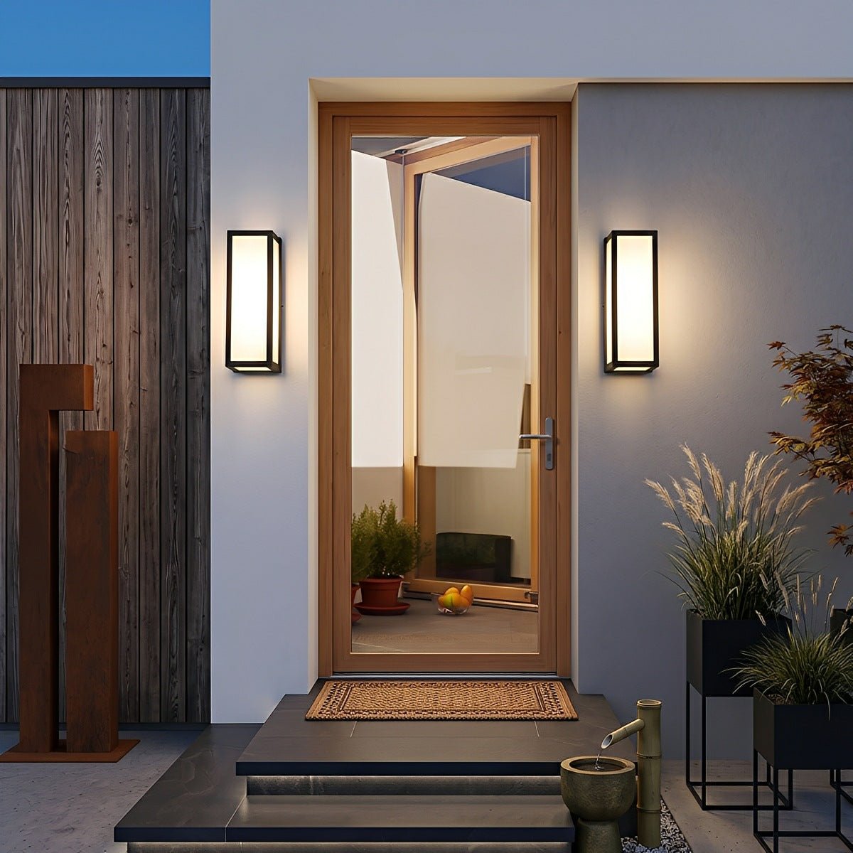 Rectangle LED Waterproof Motion Sensor Black Modern Wall Sconce Lighting - Flyachilles