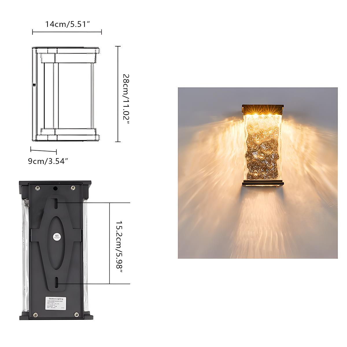 Rectangle Water Wave Waterproof Outdoor Porch LED Exterior Wall Lights - Flyachilles