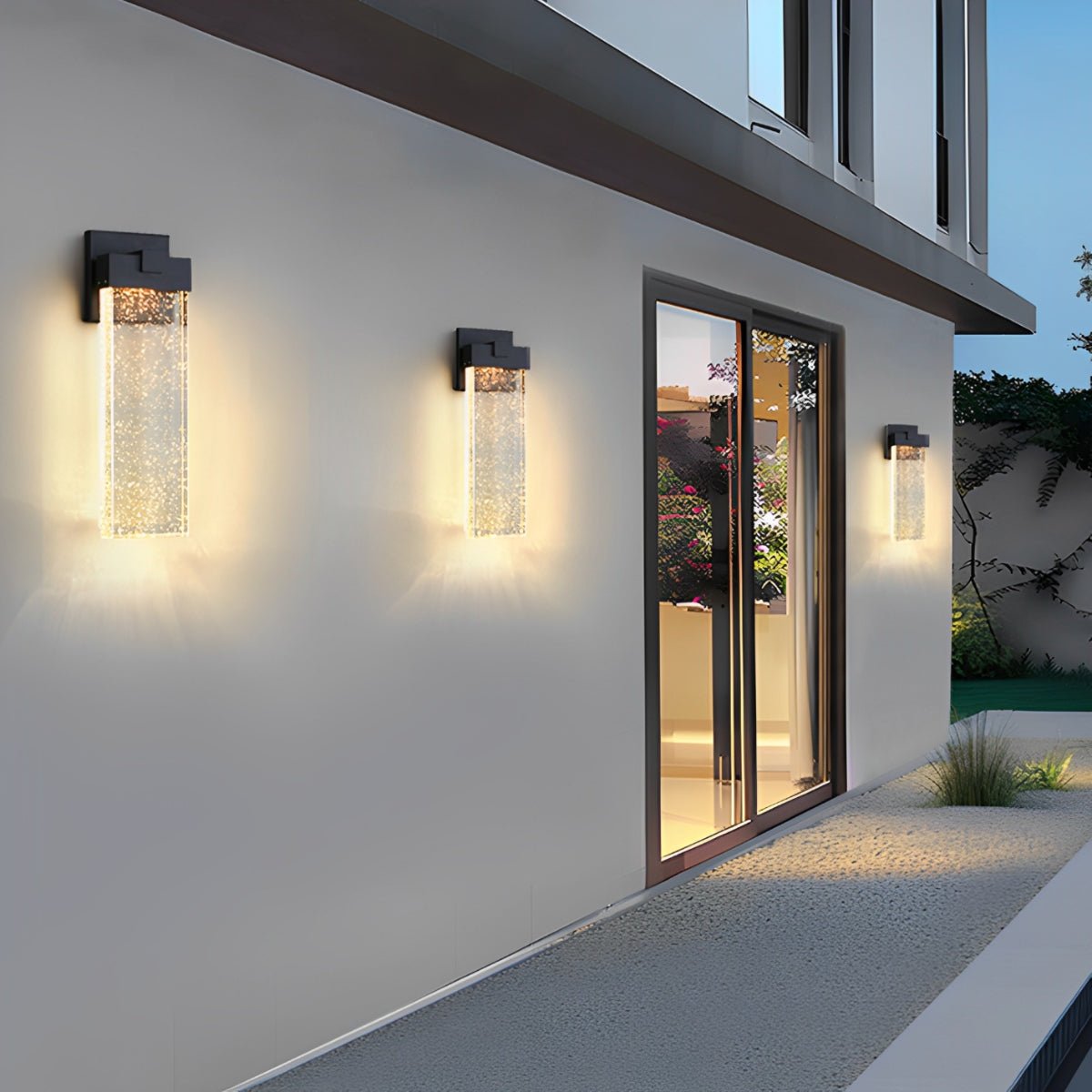 Rectangular Bubble Crystal Waterproof LED Modern Outdoor Wall Sconce - Flyachilles