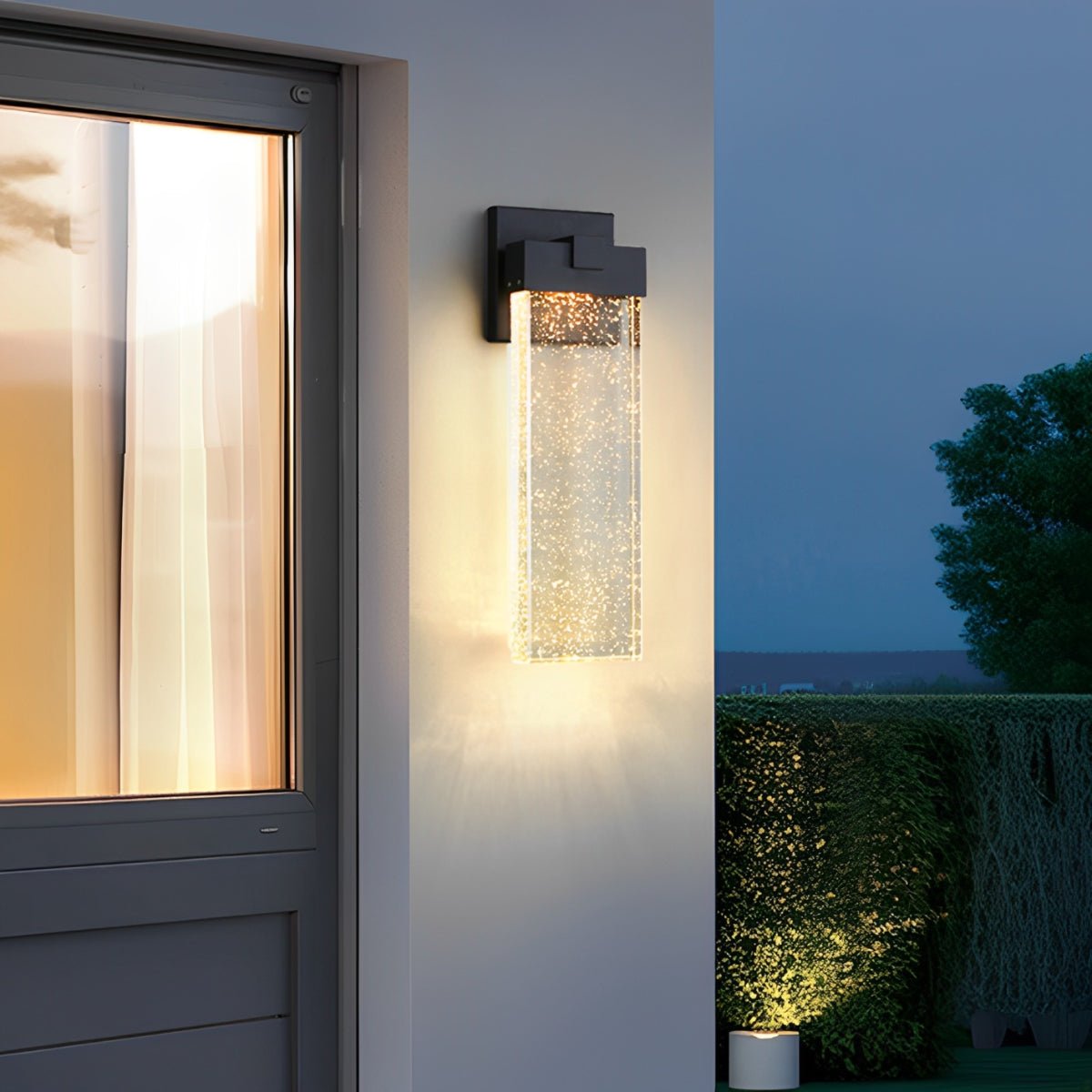Rectangular Bubble Crystal Waterproof LED Modern Outdoor Wall Sconce - Flyachilles