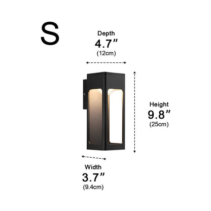 Rectangular IP65 LED Black Modern Wall Light Sconce Lamp - Flyachilles