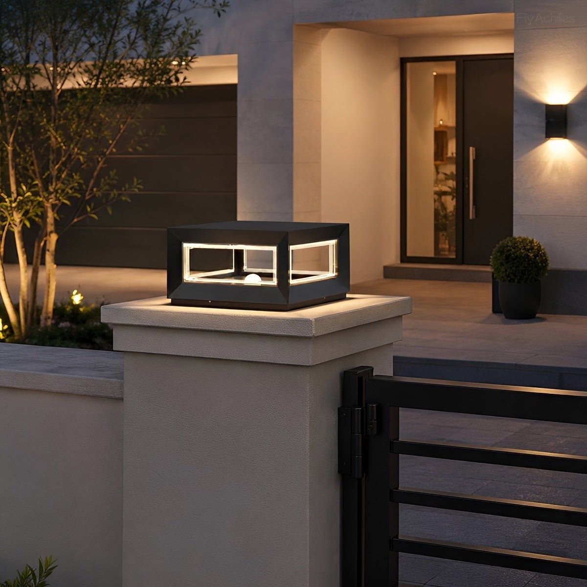 Rectangular Modern Stainless Steel Waterproof LED Outdoor Post Lights - Flyachilles