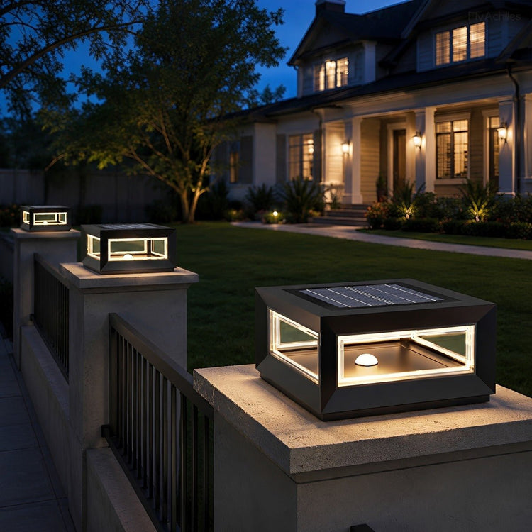 Rectangular Modern Stainless Steel Waterproof LED Outdoor Post Lights - Flyachilles