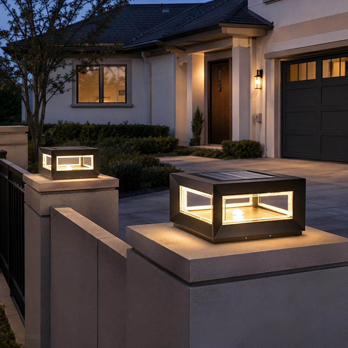 Rectangular Modern Stainless Steel Waterproof LED Outdoor Post Lights - Flyachilles