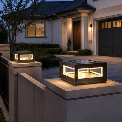 Rectangular Modern Stainless Steel Waterproof LED Outdoor Post Lights - Flyachilles