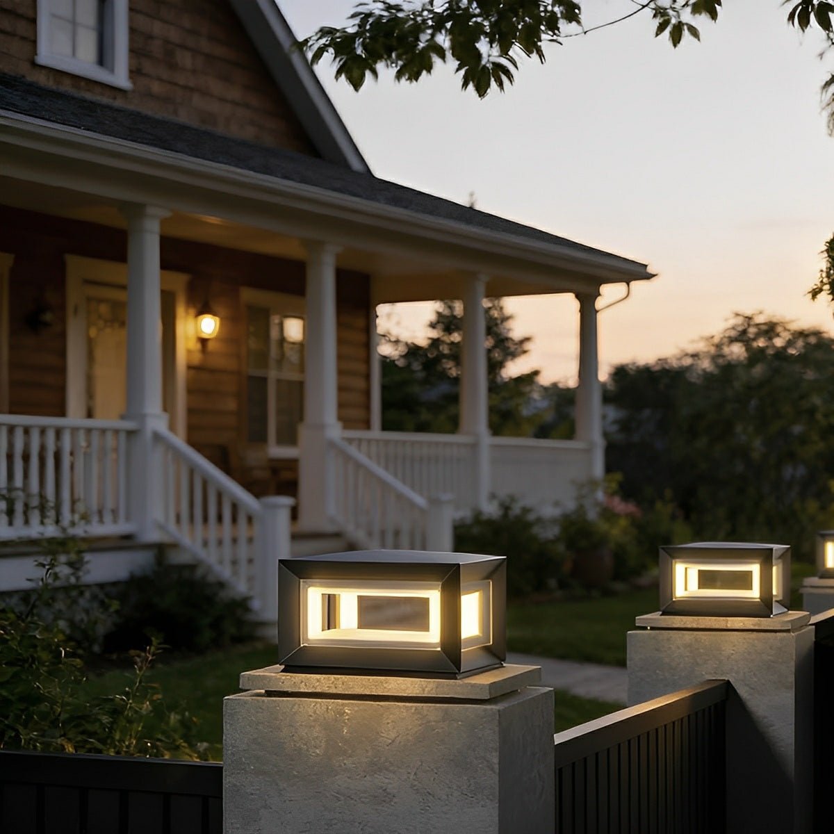 Rectangular Modern Stainless Steel Waterproof LED Outdoor Post Lights - Flyachilles