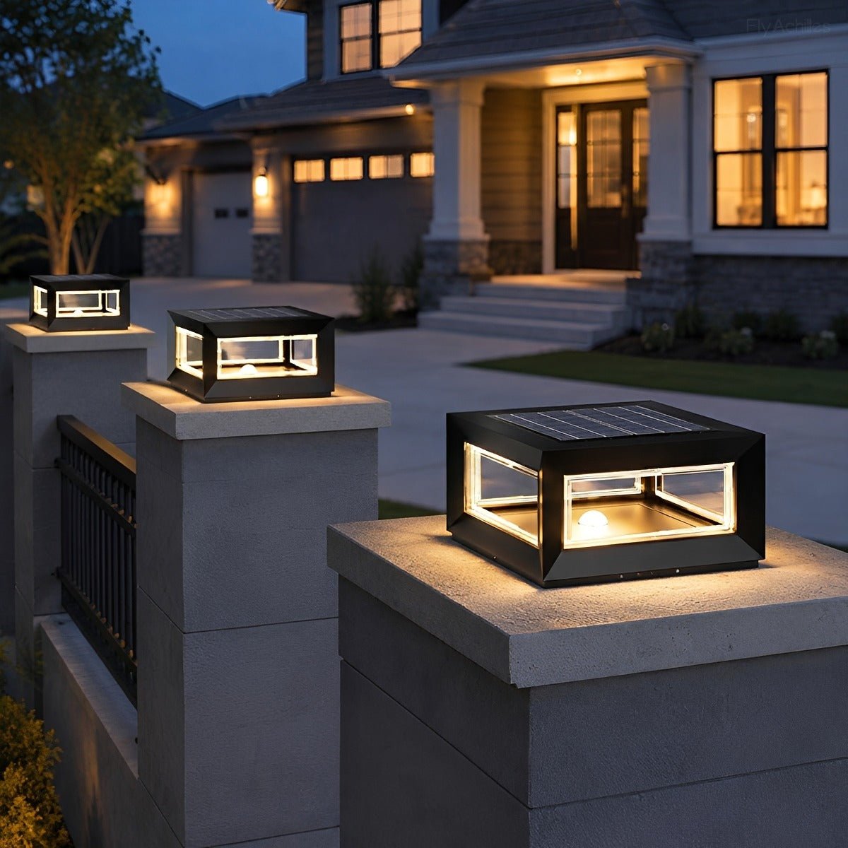 Rectangular Modern Stainless Steel Waterproof LED Outdoor Post Lights - Flyachilles