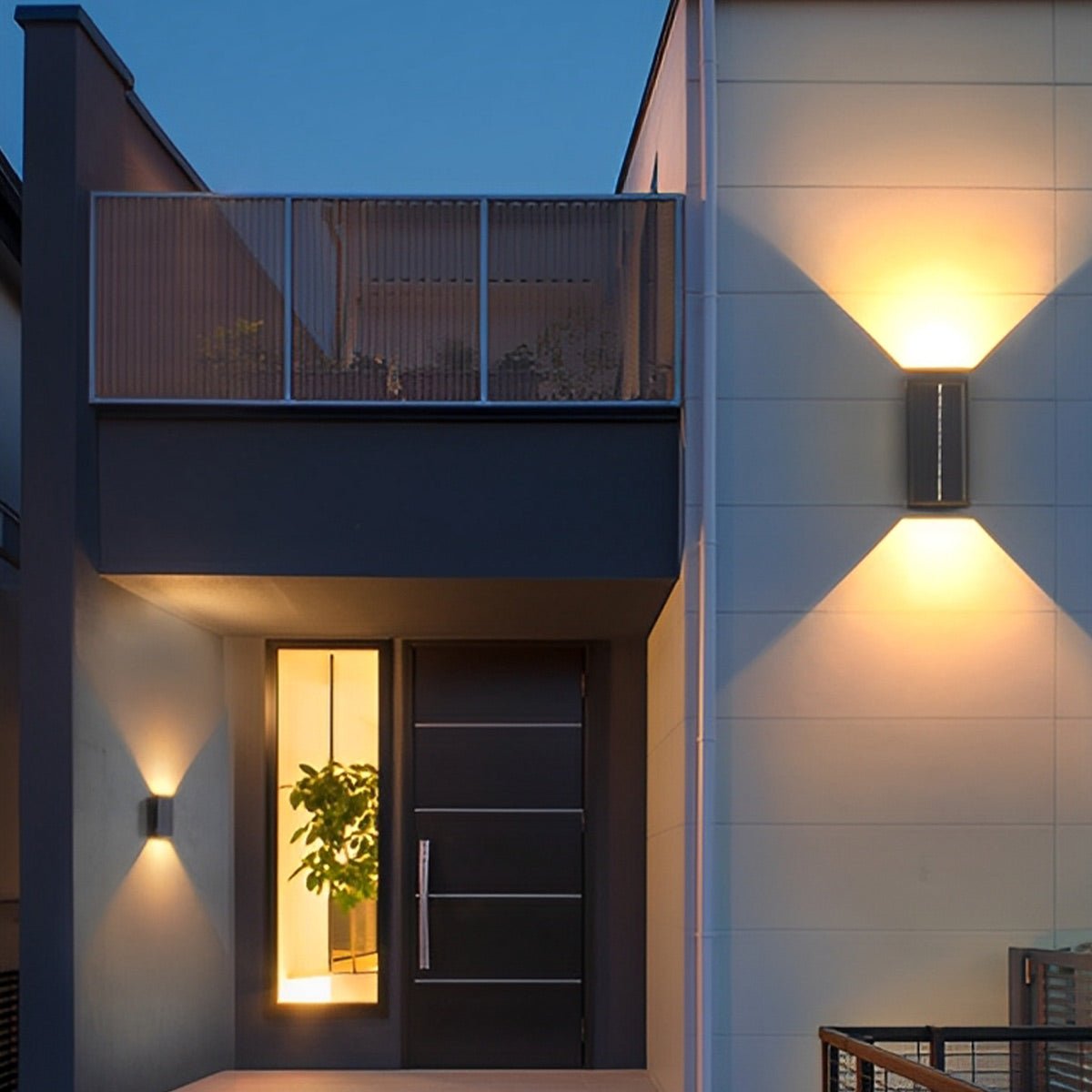 Rectangular Waterproof Up and Down Lights LED Solar Modern Wall Sconce Lighting - Flyachilles