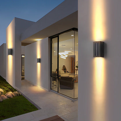 Rectangular Waterproof Up and Down Lights LED Solar Modern Wall Sconce Lighting - Flyachilles