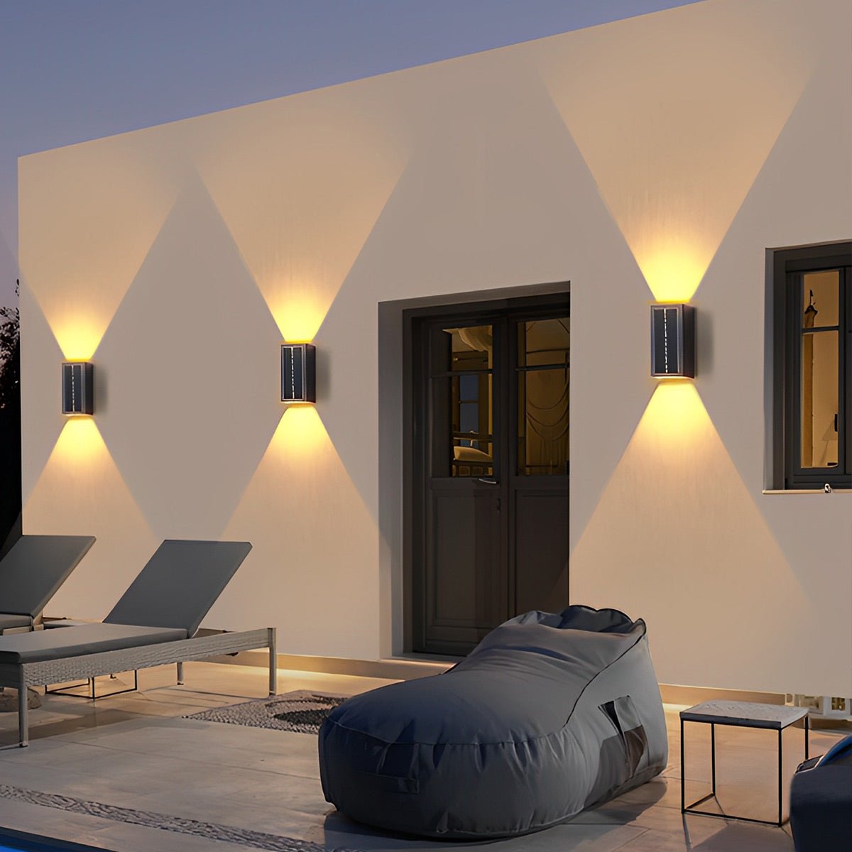 Rectangular Waterproof Up and Down Lights LED Solar Modern Wall Sconce Lighting - Flyachilles