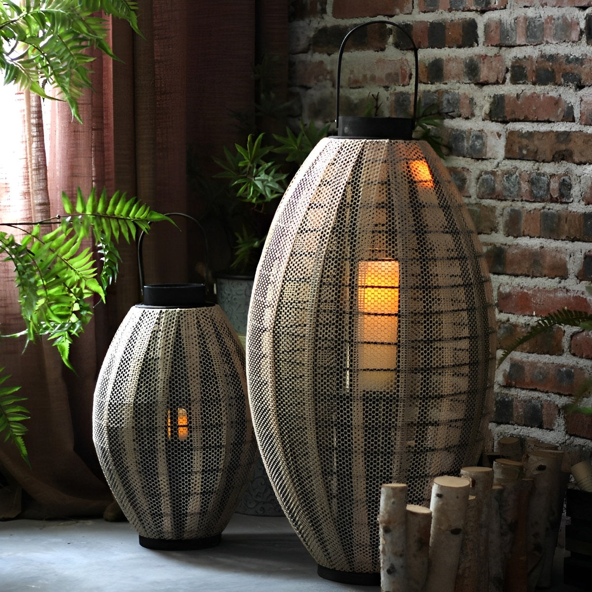 Retro Oval Cage LED Candle Floor Lamp Lantern - Flyachilles