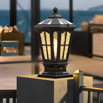 Retro Pavilion Shape Waterproof LED Solar Powered Fence Post Cap Lights - Flyachilles