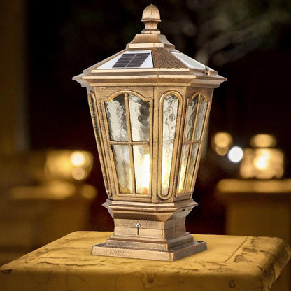 Retro Pavilion Shape Waterproof LED Solar Powered Fence Post Cap Lights - Flyachilles