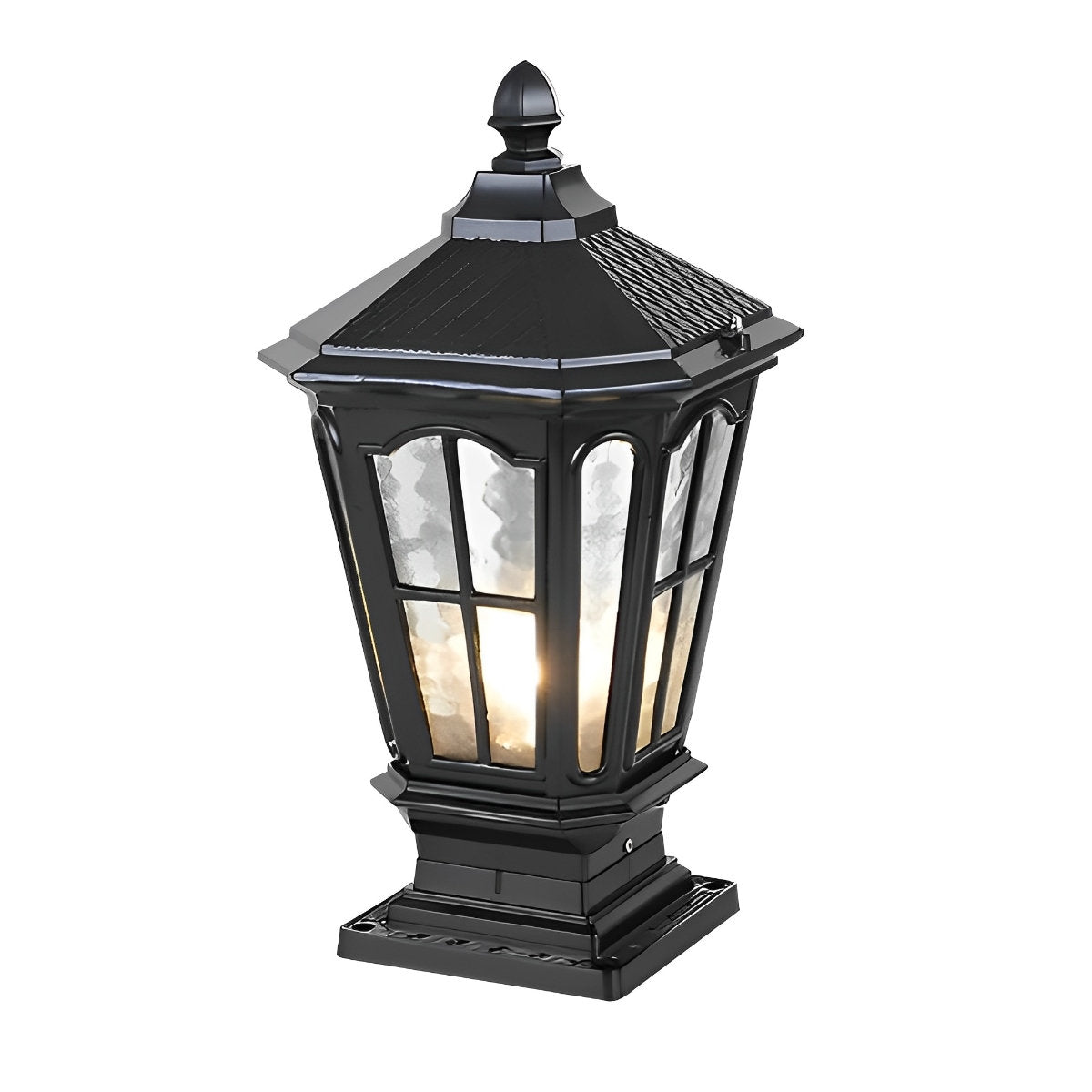 Retro Pavilion Shape Waterproof LED Solar Powered Fence Post Cap Lights Pole Column Lamp Garden Lantern - Flyachilles