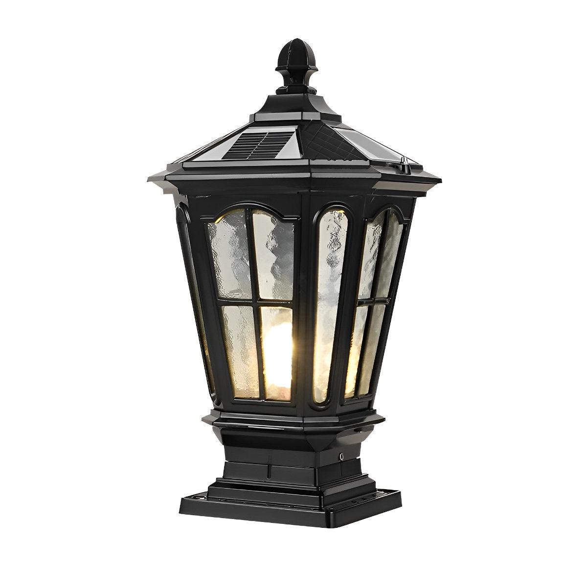 Retro Pavilion Shape Waterproof LED Solar Powered Fence Post Cap Lights Pole Column Lamp Garden Lantern - Flyachilles