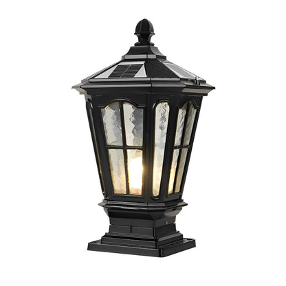 Retro Pavilion Shape Waterproof LED Solar Powered Fence Post Cap Lights Pole Column Lamp Garden Lantern - Flyachilles