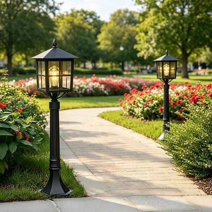 Retro Waterproof Black Outdoor Lawn Post Lights Lantern Lamps - Flyachilles