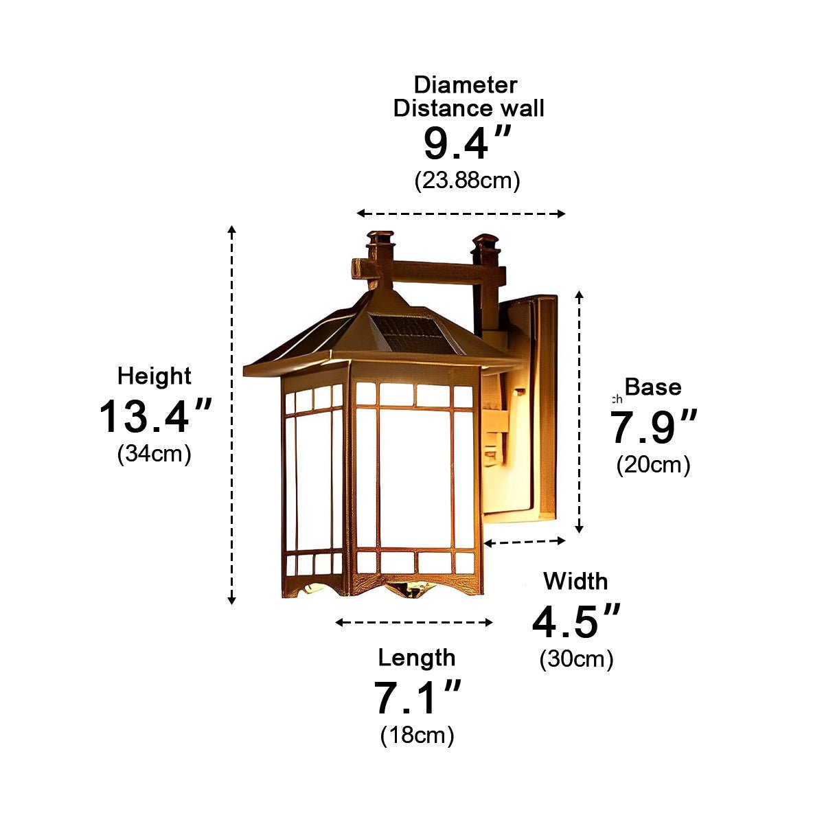 Retro Waterproof LED Vintage Solar Wall Lamp with Remote Wall Sconce Lighting - Flyachilles