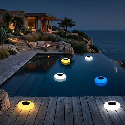 Round Colorful RGB LED Waterproof Solar Modern Outdoor Lights Pool Lights Water Floating Light Pond Lamp - Flyachilles