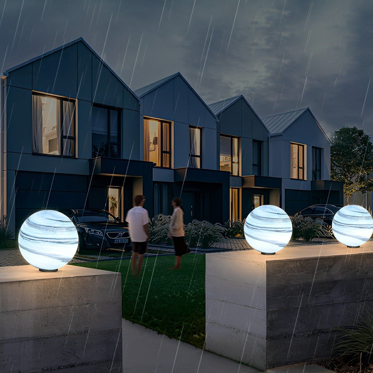 Round Glass Planets Design Waterproof Modern Outdoor Fence Post Lights Column Lighting - Flyachilles
