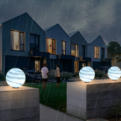 Round Glass Planets Design Waterproof Modern Outdoor Fence Post Lights Column Lighting - Flyachilles