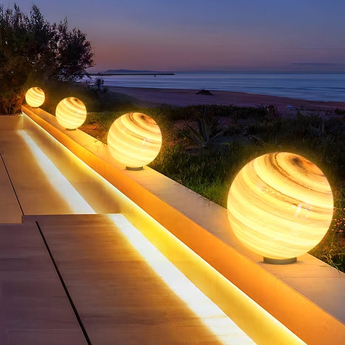 Round Glass Planets Design Waterproof Modern Outdoor Fence Post Lights Column Lighting - Flyachilles