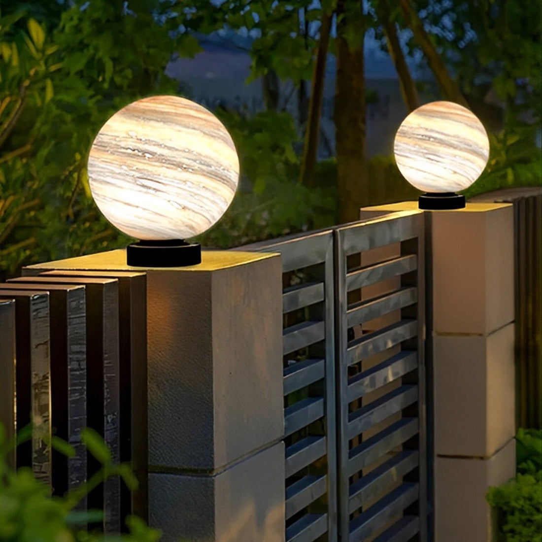 Round Glass Planets Design Waterproof Modern Outdoor Fence Post Lights Column Lighting - Flyachilles