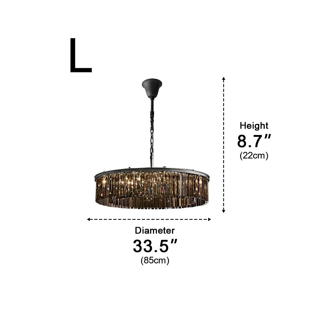 Round Metal Crystal Strip Retro Farmhouse Chandelier - Flyachilles