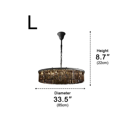Round Metal Crystal Strip Retro Farmhouse Chandelier - Flyachilles