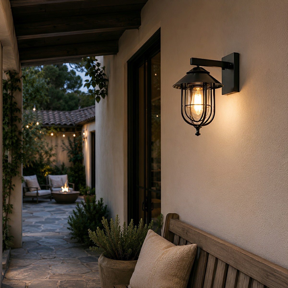Rustic Birdcage Waterproof Outdoor LED Porch Wall Light - Flyachilles