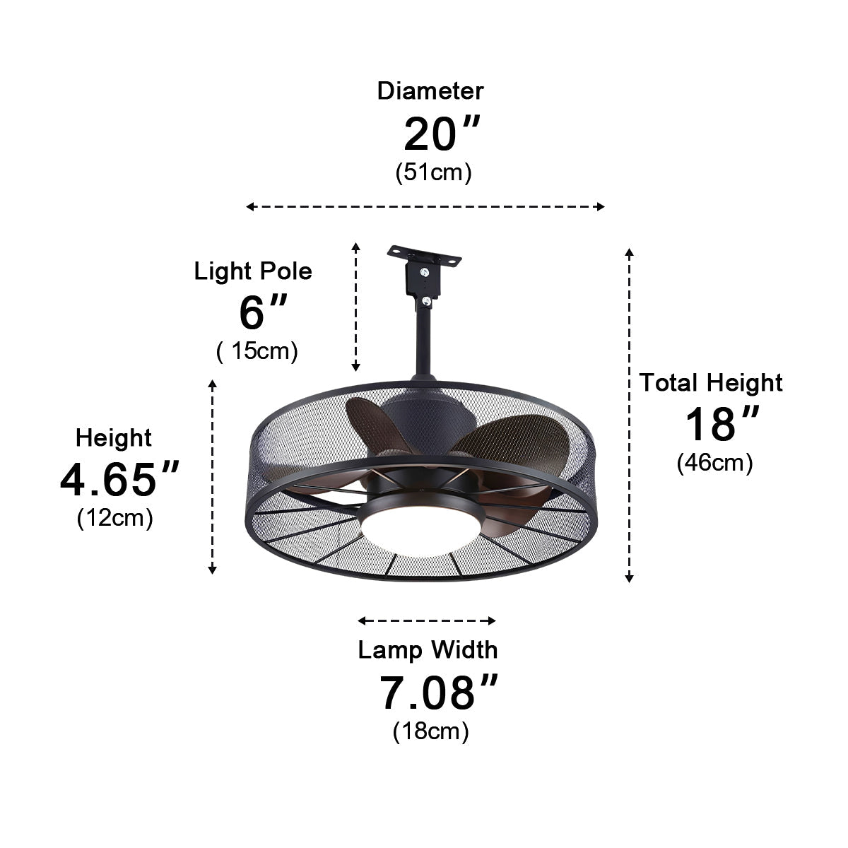 Rustic Mesh Ring - Round Outdoor DC Motor Reverse Ceiling Fan Light - Flyachilles