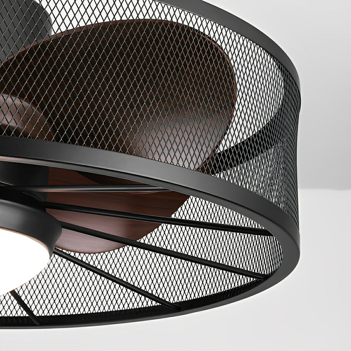 Rustic Mesh Ring - Round Outdoor DC Motor Reverse Ceiling Fan Light - Flyachilles