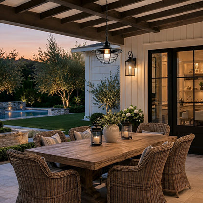 Rustic Modern Super Bright Black Outdoor Pendant Lights Lantern - Flyachilles