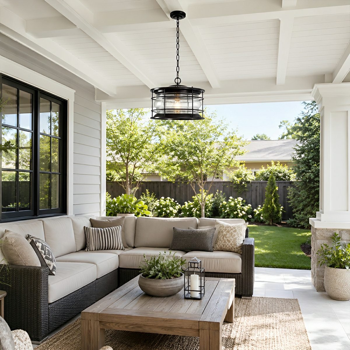 Rustic Modern Super Bright Black Outdoor Pendant Lights Lantern - Flyachilles