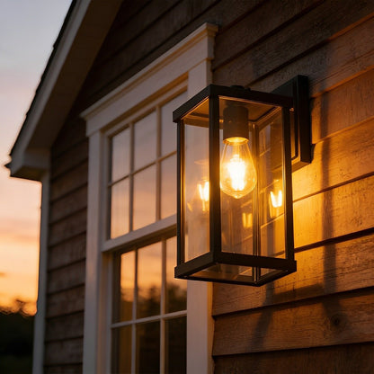 Rustic Rectangular Waterproof Outdoor LED Porch Wall Lights - Flyachilles