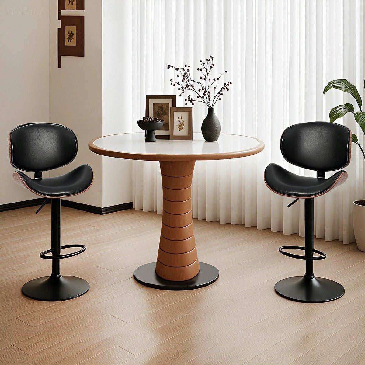 Set of 2 Adjustable Swivel Bar Stools with Backrest &amp; Footrest - Flyachilles