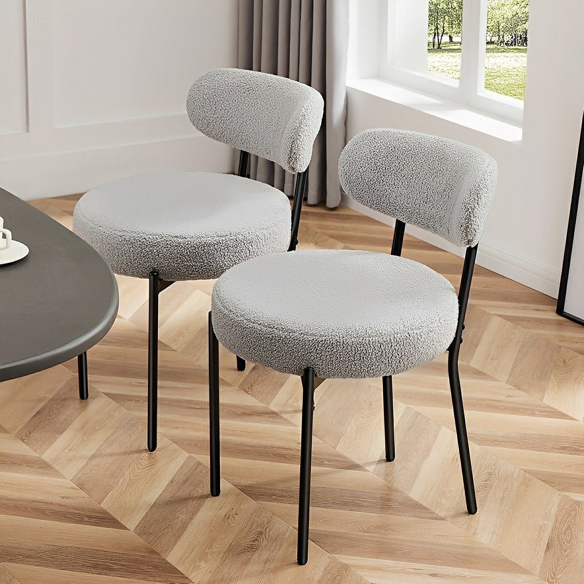 Set of 2 Upholstered Dining Chairs – Steel Frame, Padded Seat - Flyachilles