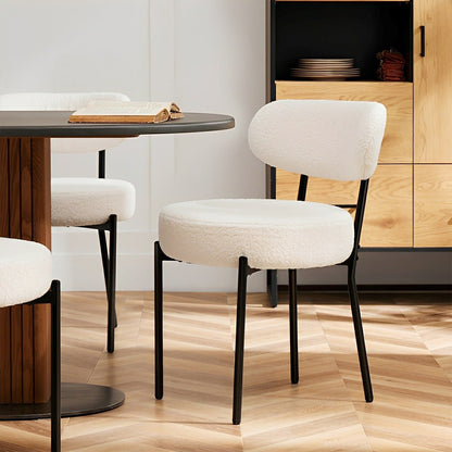Set of 2 Upholstered Dining Chairs – Steel Frame, Padded Seat - Flyachilles