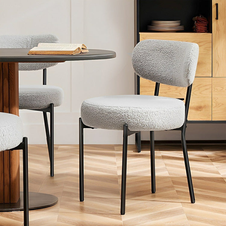 Set of 2 Upholstered Dining Chairs – Steel Frame, Padded Seat - Flyachilles