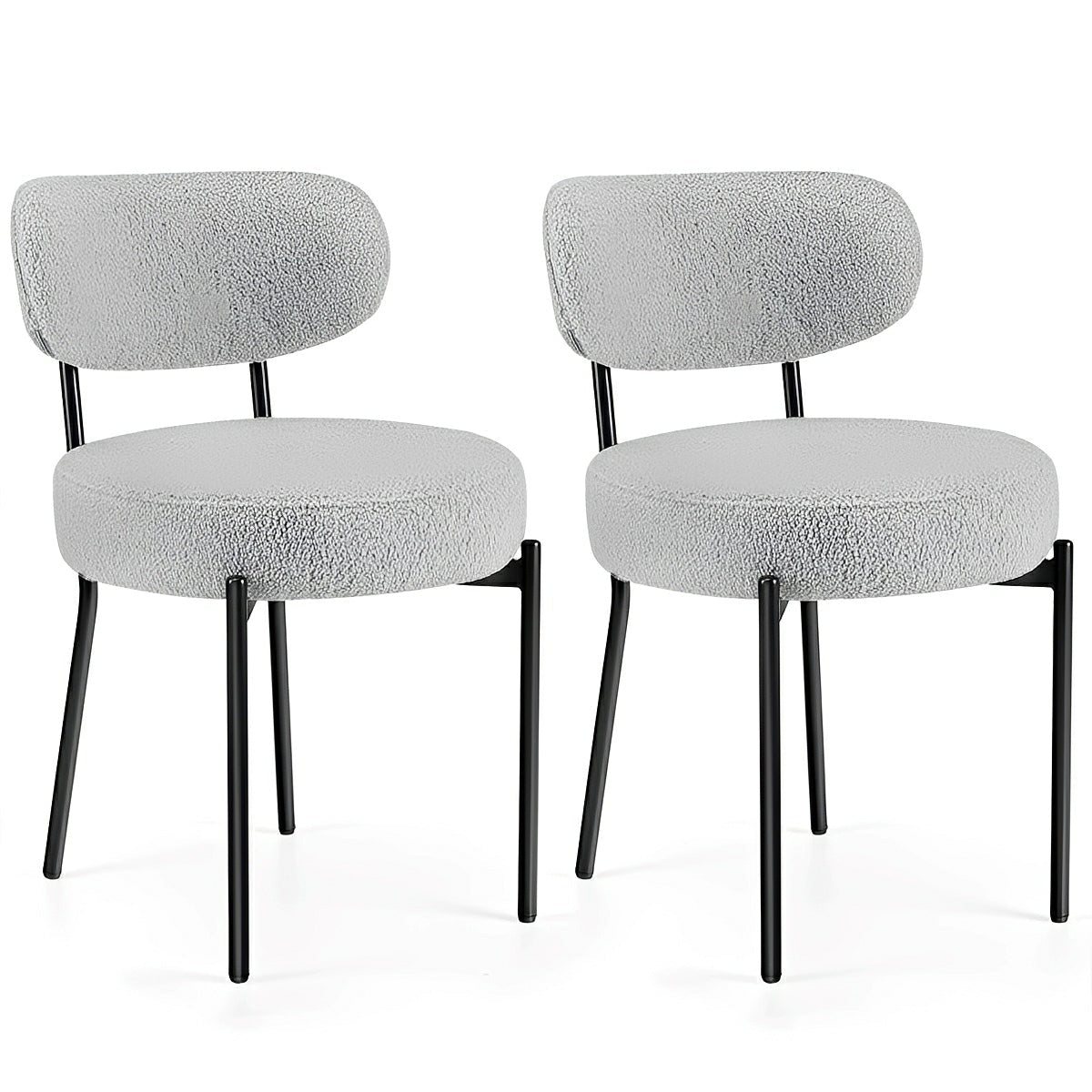Set of 2 Upholstered Dining Chairs – Steel Frame, Padded Seat - Flyachilles