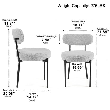 Set of 2 Upholstered Dining Chairs – Steel Frame, Padded Seat - Flyachilles