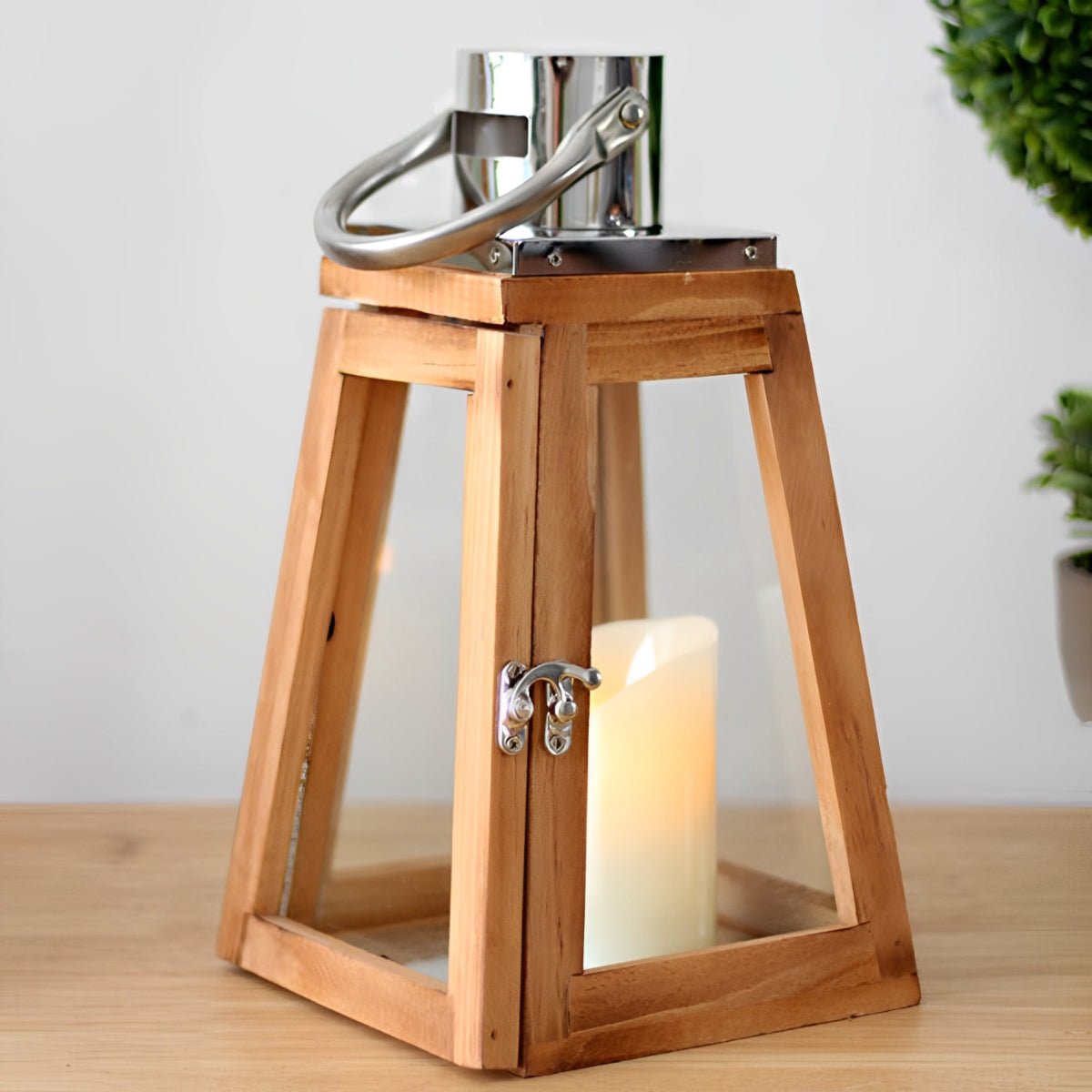 Set of 3 Rustic Wood Handmade LED Candle Holder Lantern - Flyachilles