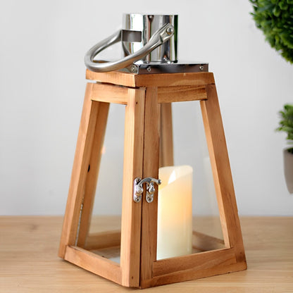 Set of 3 Rustic Wood Handmade LED Candle Holder Lantern - Flyachilles
