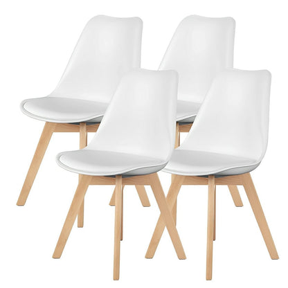 Set of 4 Modern Dining Chairs – PU Leather, Thick Cushion - Flyachilles