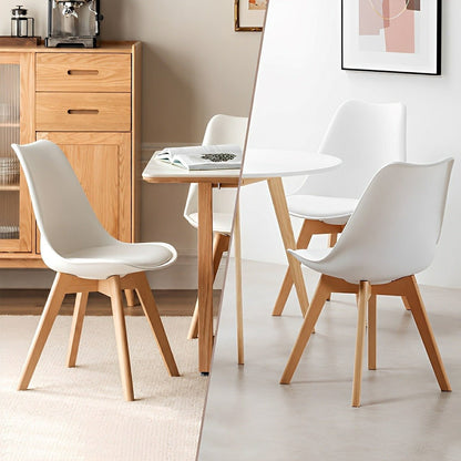 Set of 4 Modern Dining Chairs – PU Leather, Thick Cushion - Flyachilles